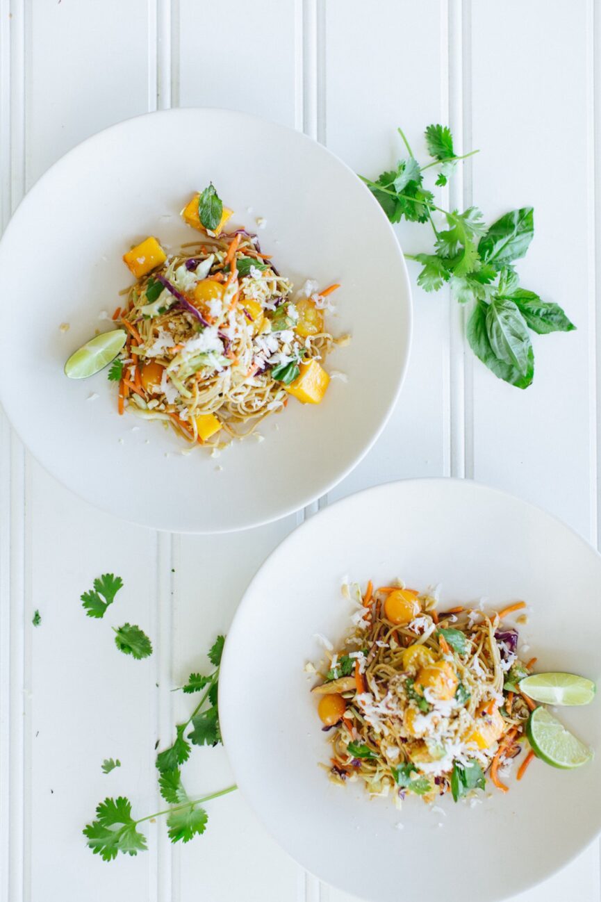 mango coconut soba noddle salad
