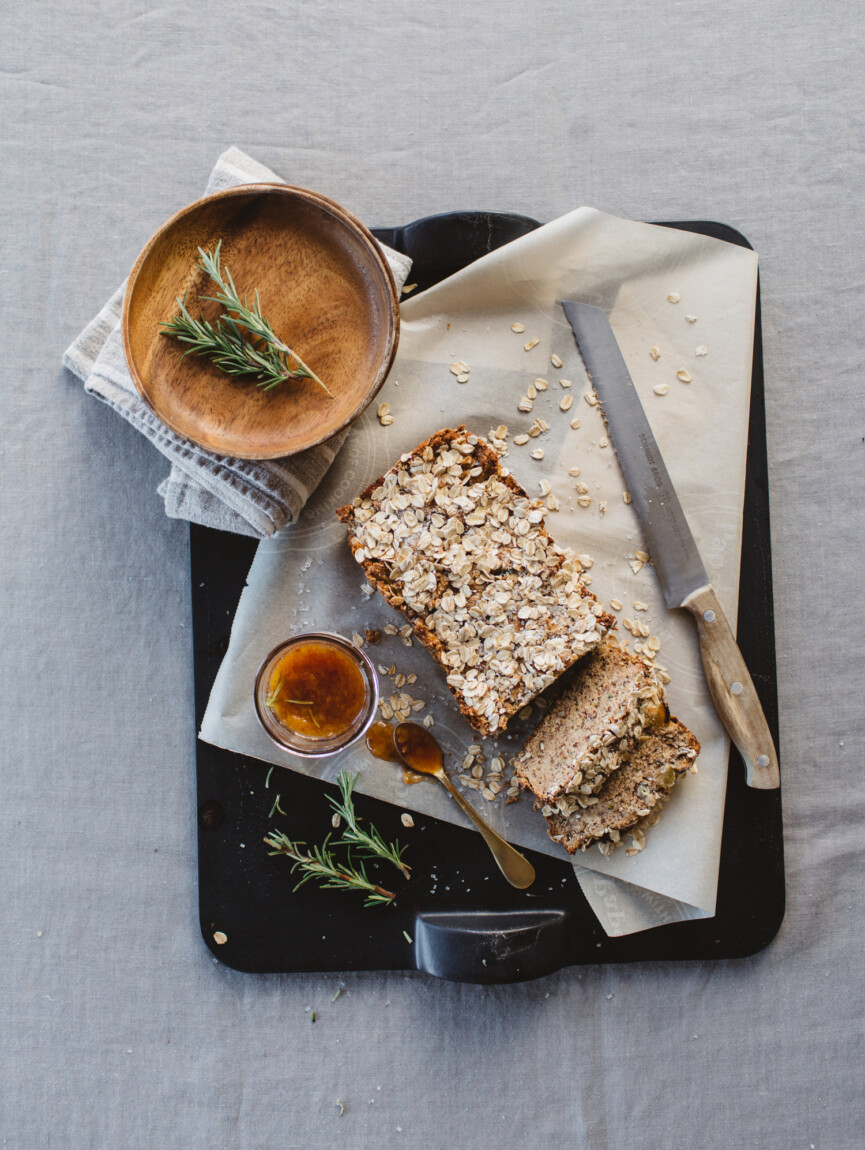 rosemary apple zucchini bread on serving platter