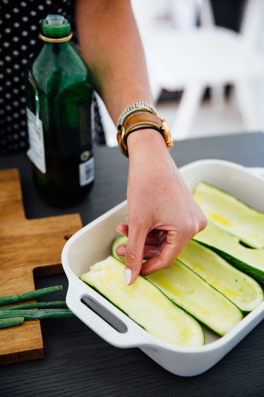 zucchini boats in dish