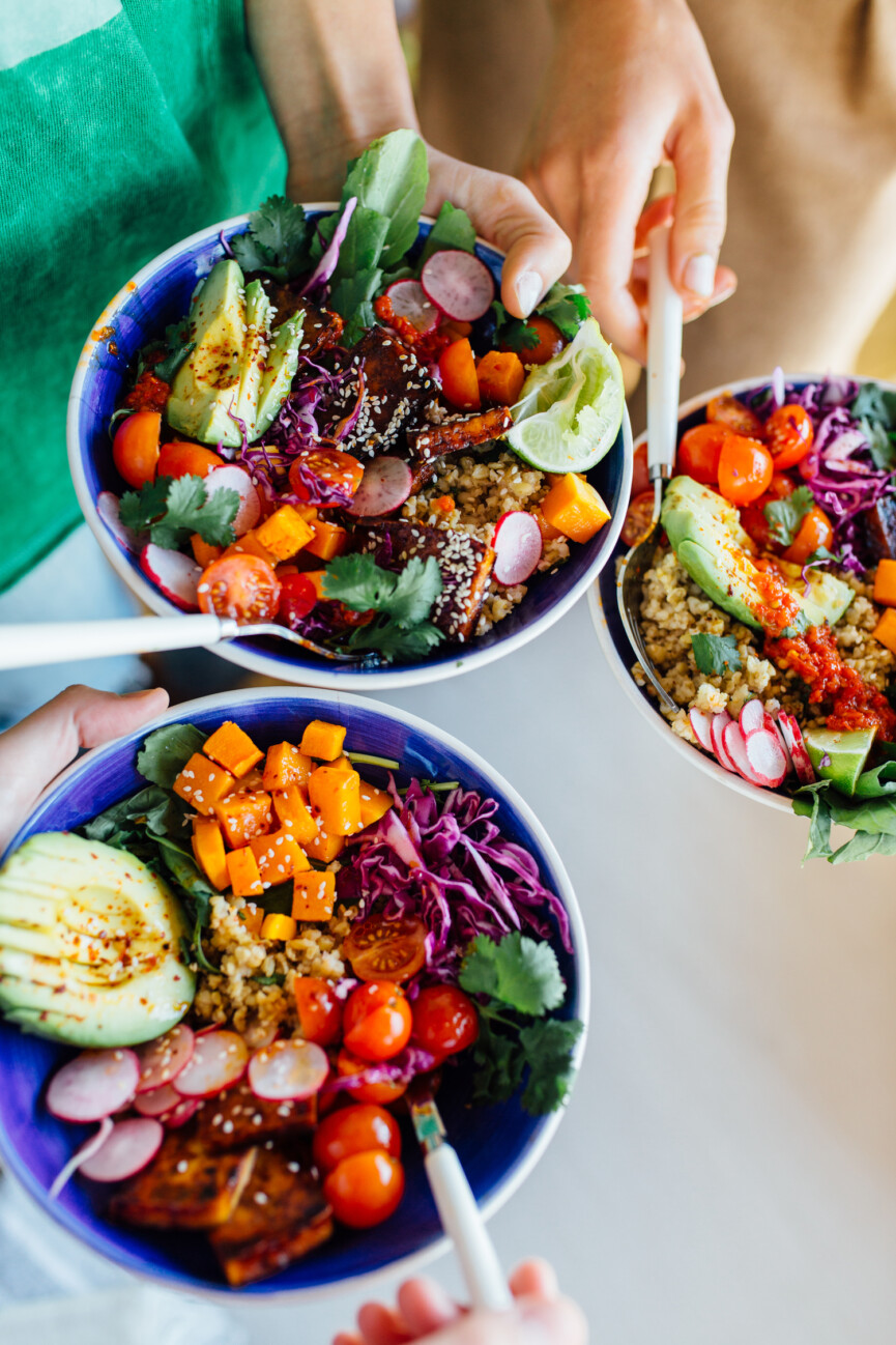 rainbow grain bowl potluck party