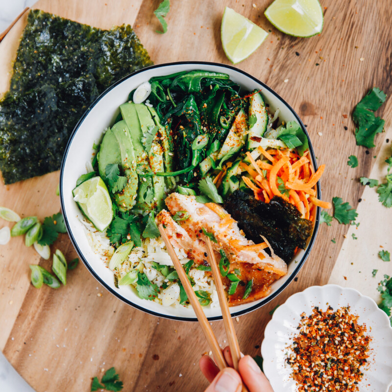 salmon roll sushi bowl