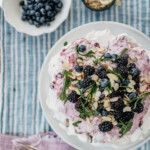 almond and blackberry cream pavlova