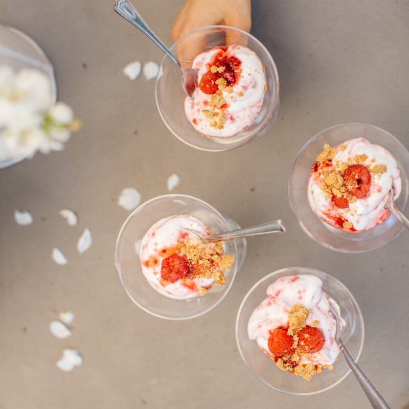 raspberry and cream fools