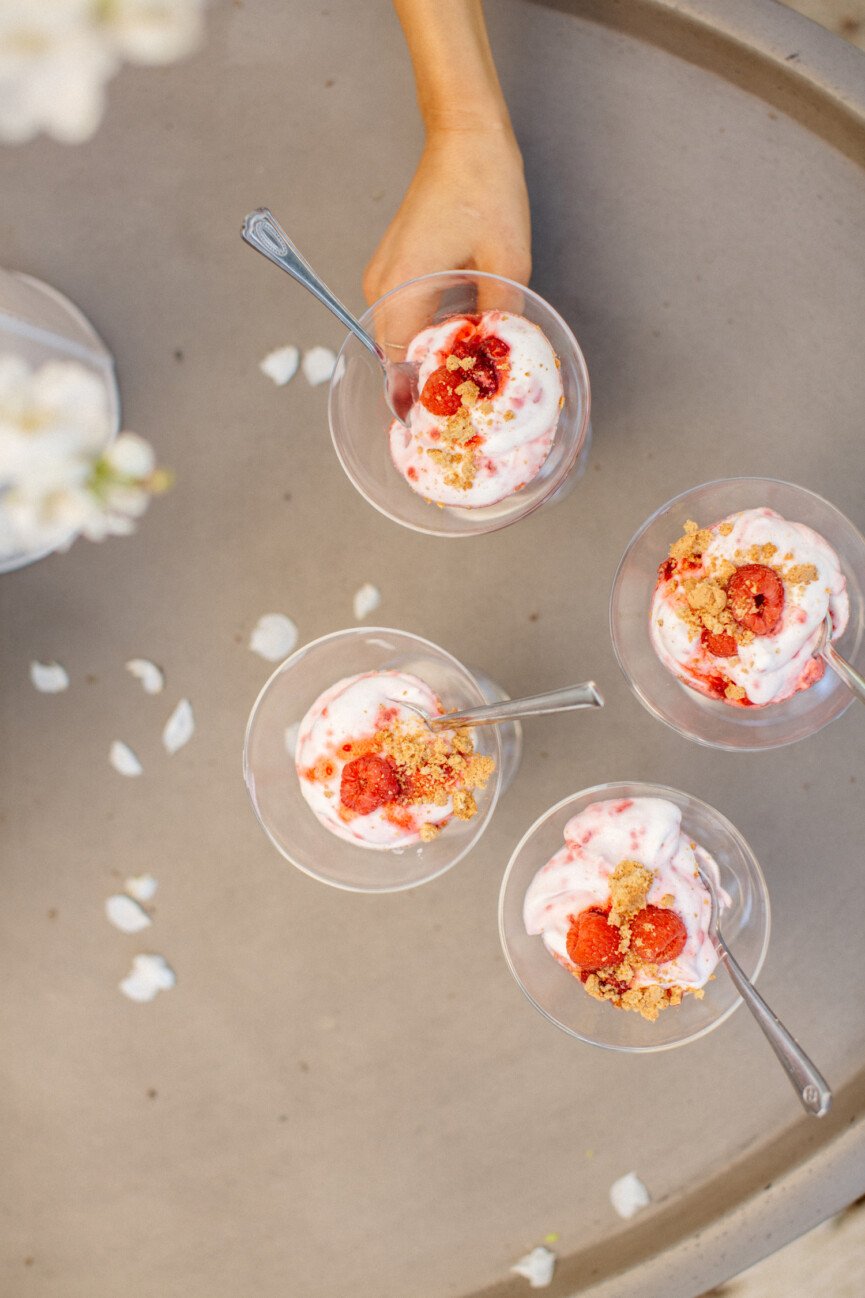 raspberry and cream fools