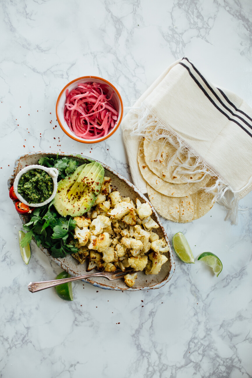 roasted cauliflower taco ingredients