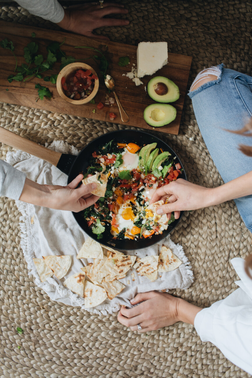 eating mexican baked eggs