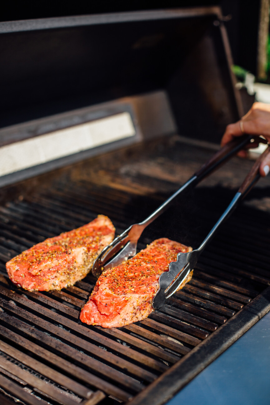 grilled steaks on grill