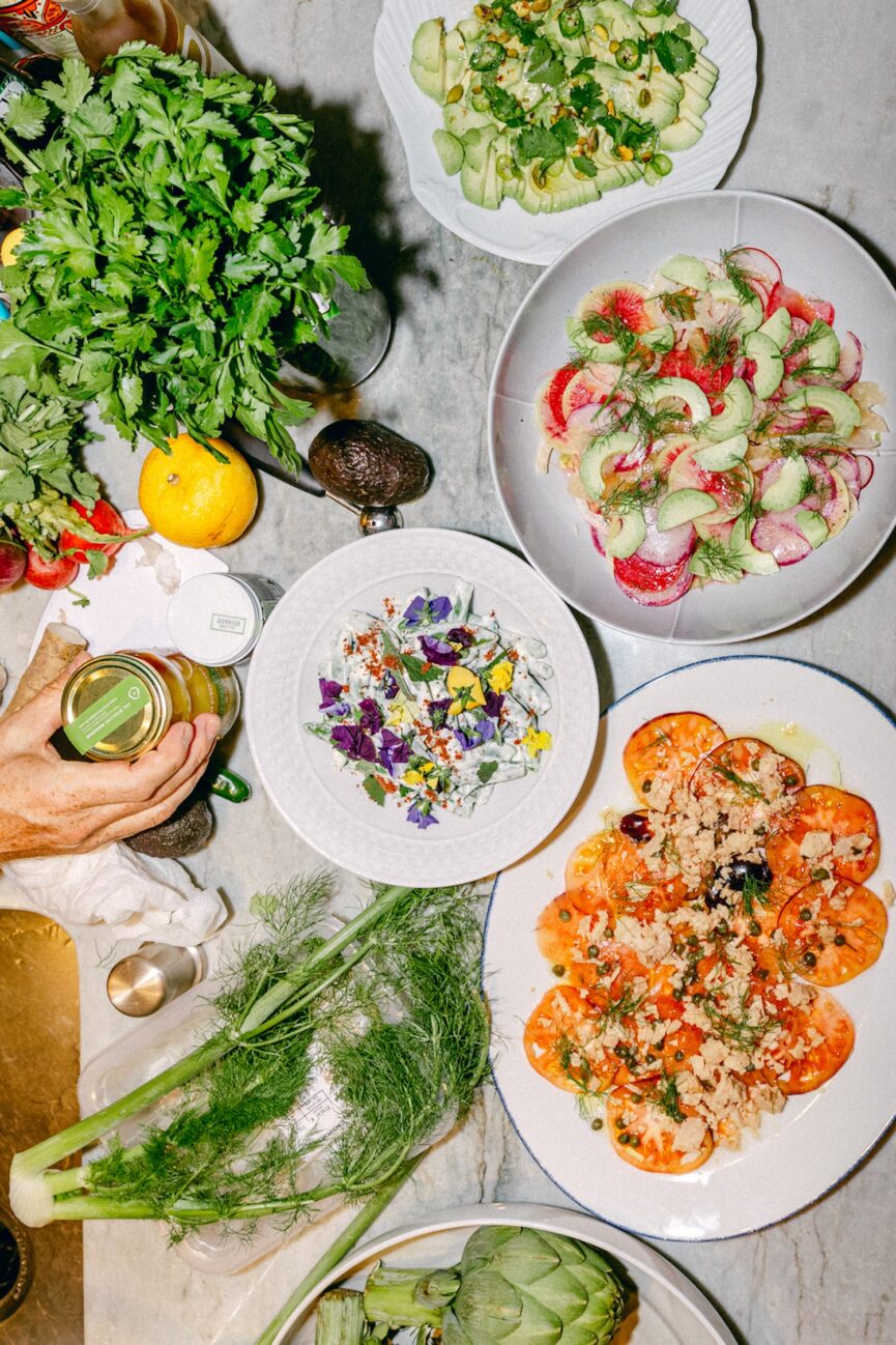 radish, fennel, and grapefruit salad on plate