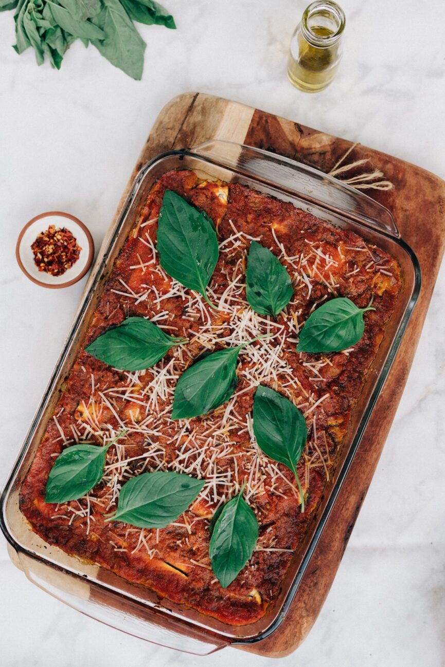 zucchini lasagna with dairy free mozzarella