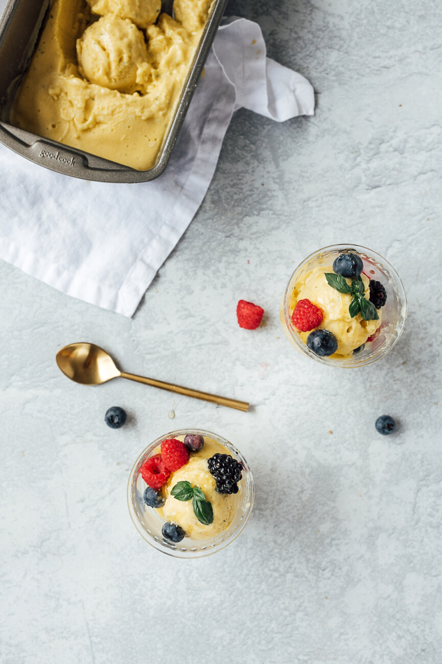 vegan mango basil ice cream