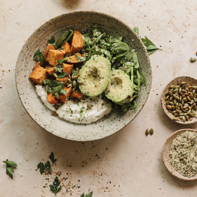 Greek Yogurt & Sweet Potato Savory Breakfast Bowl