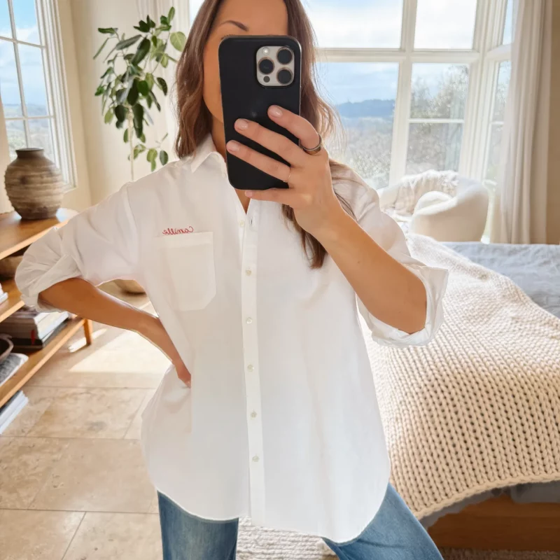 best white button down sezane max shirt