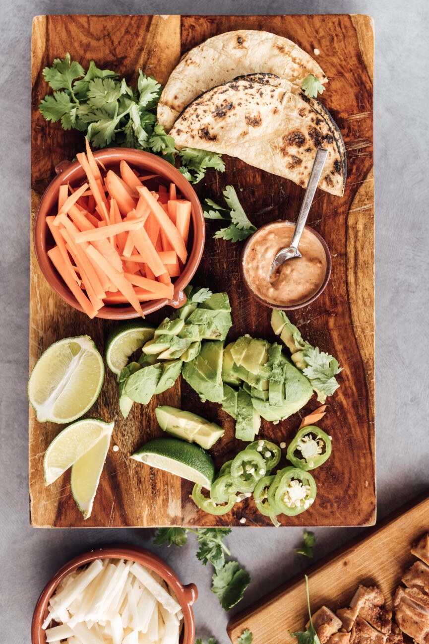 limey chicken tacos ingredients on board