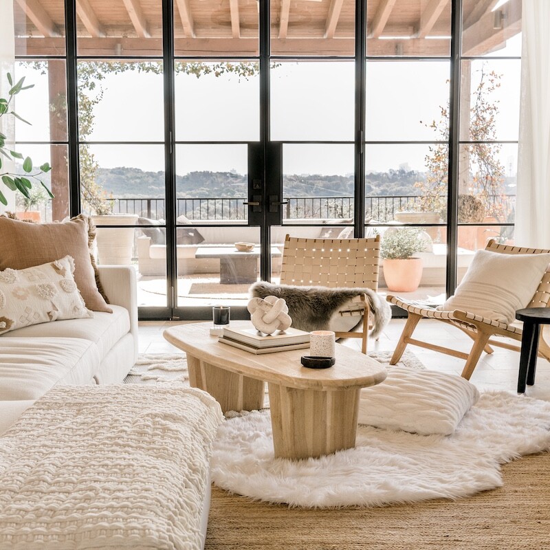 Camille Styles steels doors in her living room