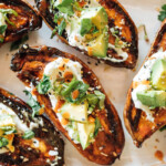 Crispy Roasted Sweet Potatoes with Yogurt, Herbs, and Everything Spice