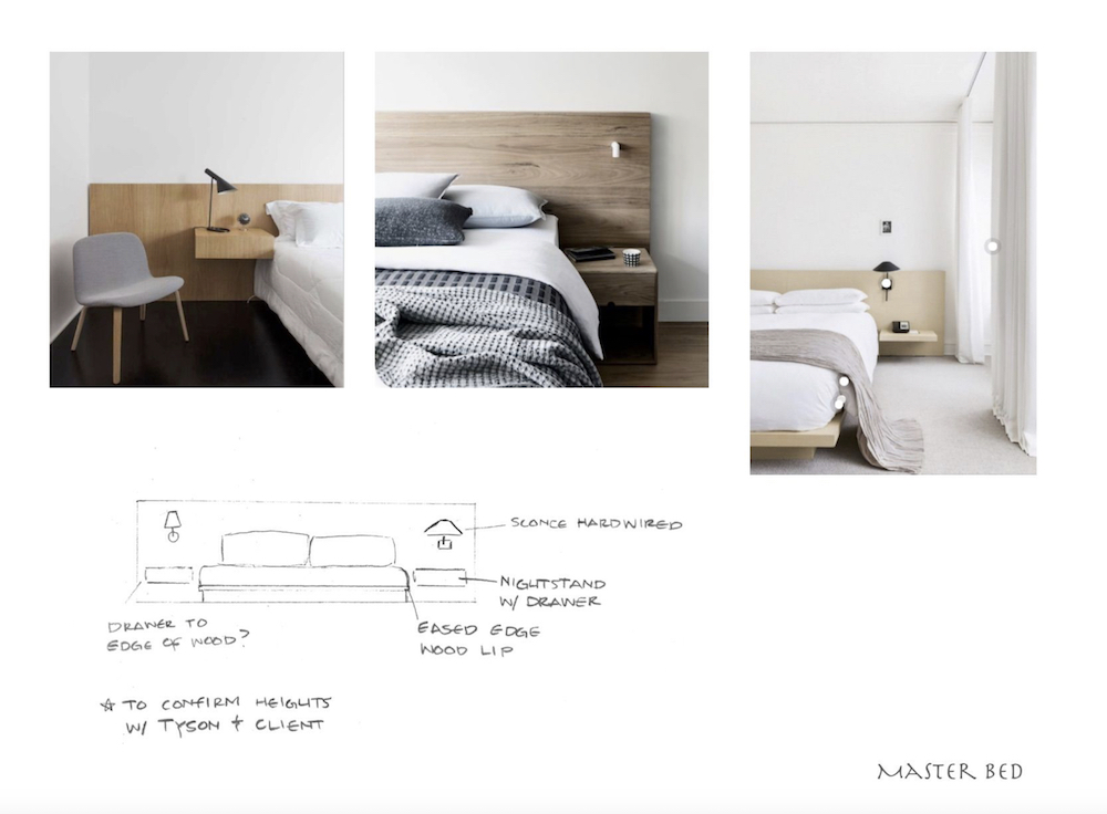 custom wood bed with built-in nightstands inspiration and design
