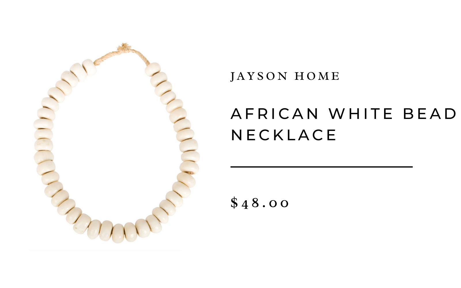 Jayson Home African White Bead Necklace