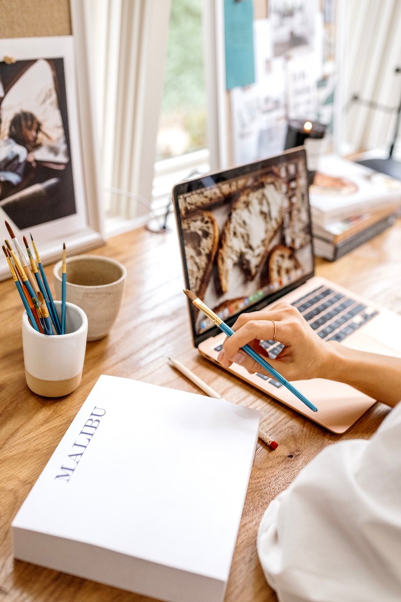 work from home with coffee and computer