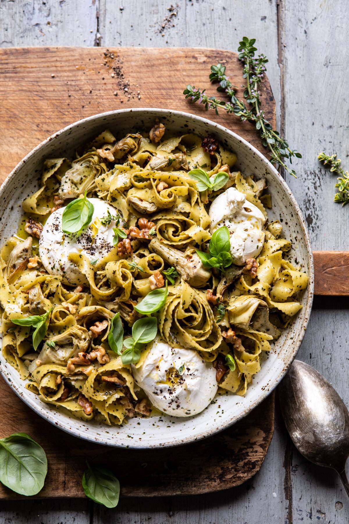 Roasted-Lemon-Artichoke-and-Browned-Butter-Pasta-1_What Fruits and Vegetables Are in Season in Spring?