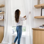 Camille Styles home office window treatments