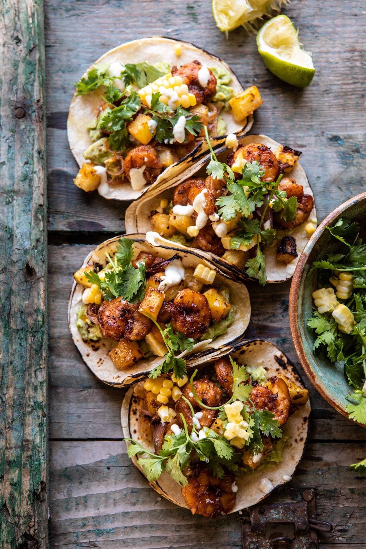 Hawaiian Pineapple Shrimp Tacos with Creamy Jalapeño Special Sauce — Half Baked Harvest