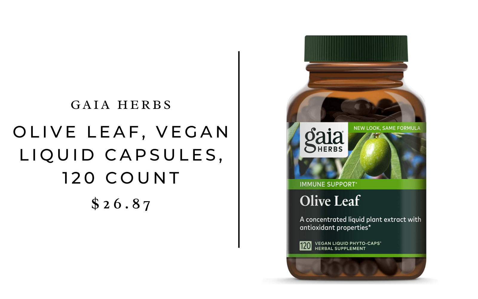 Gaia Herbs Olive Leaf, Vegan Liquid Capsules, 120 Count