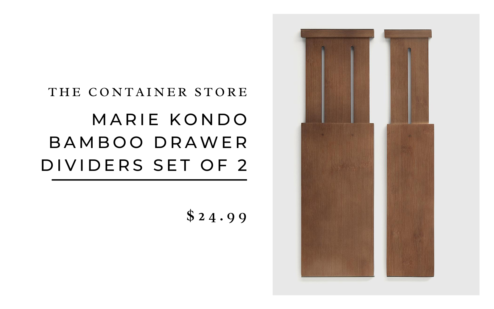 The Container Store Marie Kondo Bamboo Drawer Dividers Set of 2