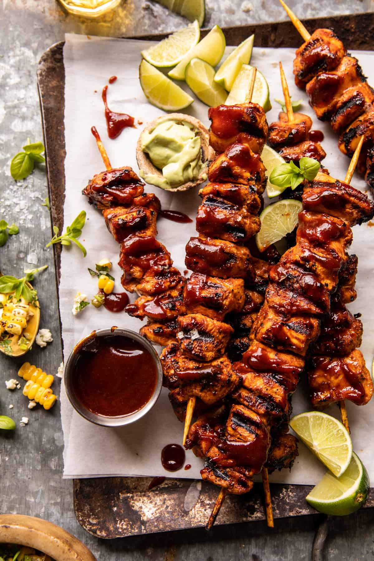 BBQ chicken skewers - Half Baked Harvest