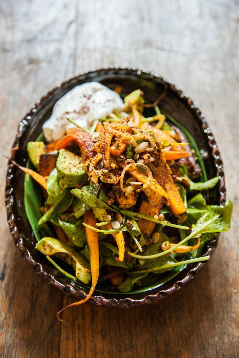 roasted carrot and avocado salad - - camille styles