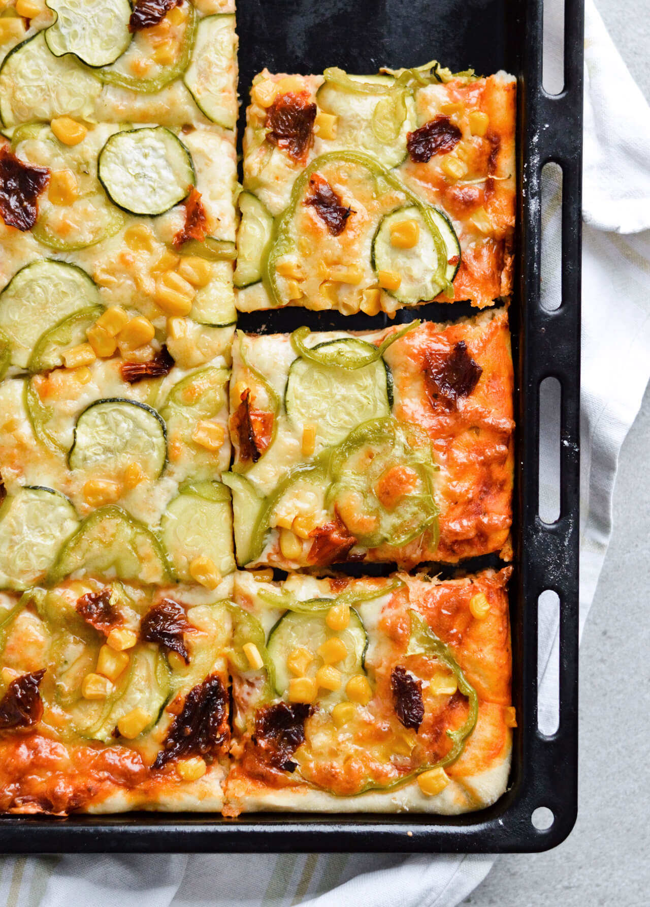veggie sheet pizza from sugar salted