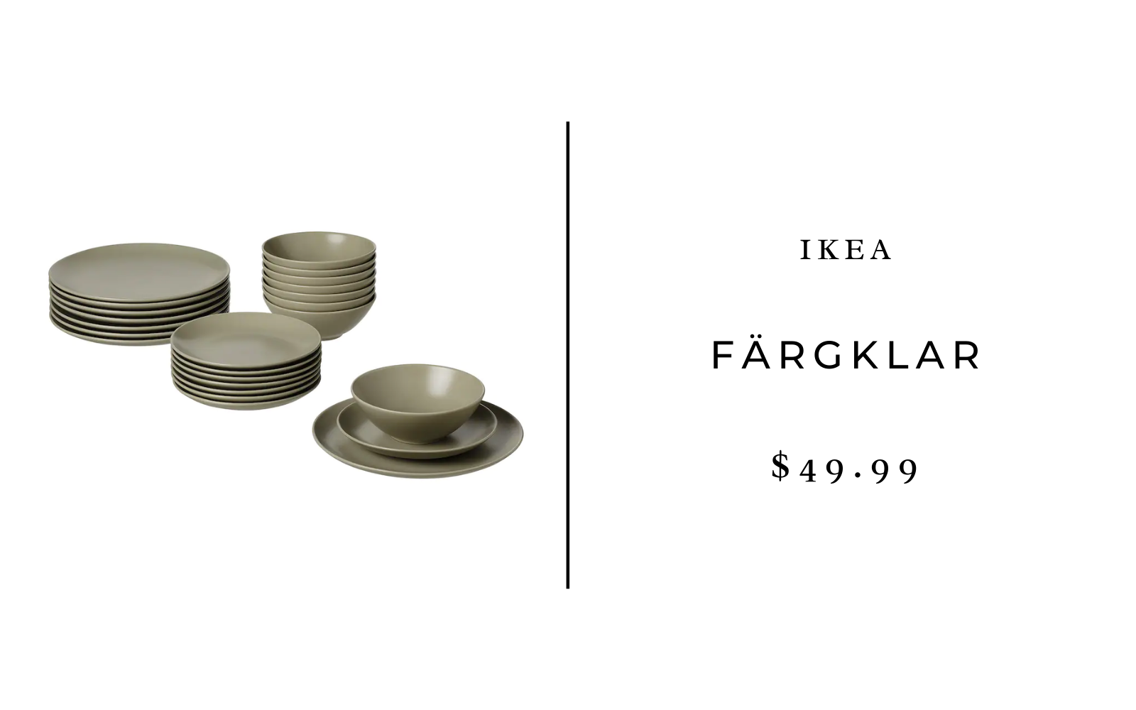 IKEA FÄRGKLAR 24-piece dinnerware set, matte green