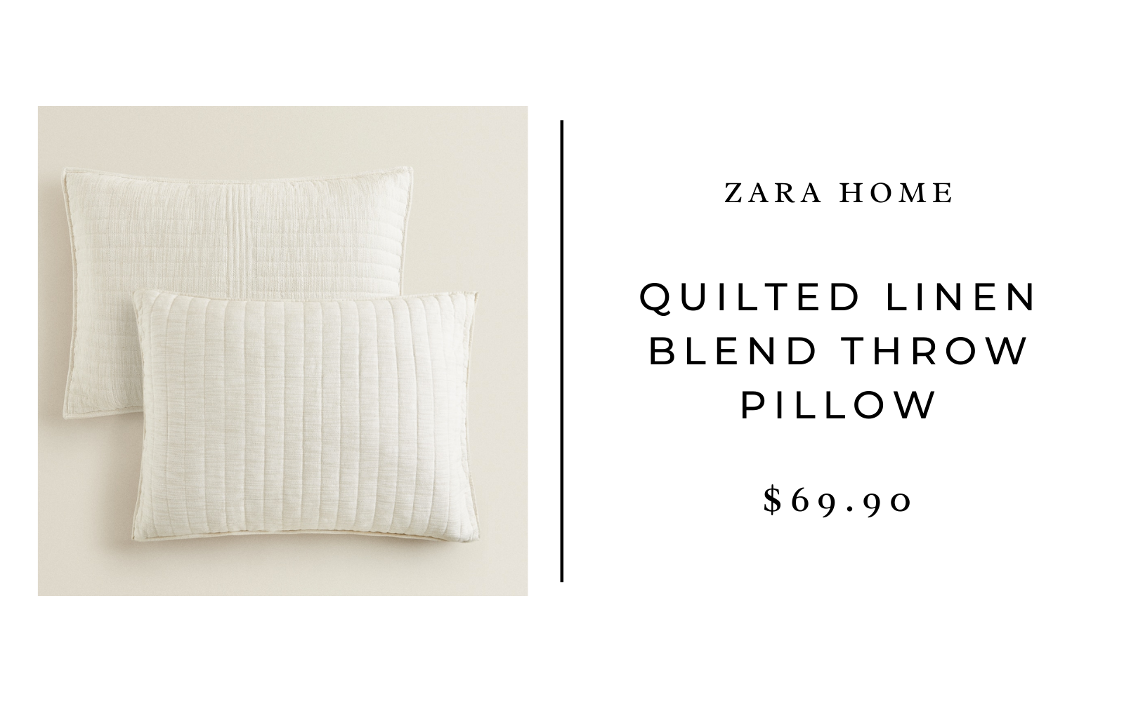 Zara Home QUILTED LINEN BLEND THROW PILLOW