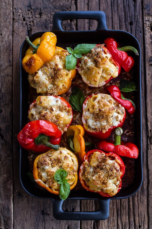 mini italian meatball mac and cheese stuffed peppers