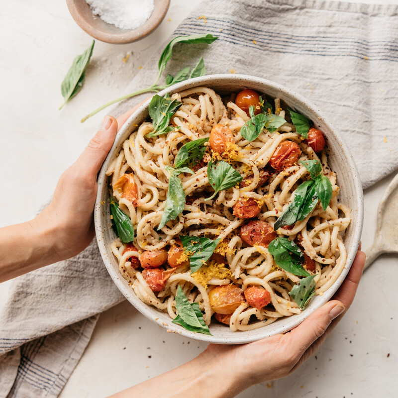 creamy vegan pasta_cherry tomato recipes