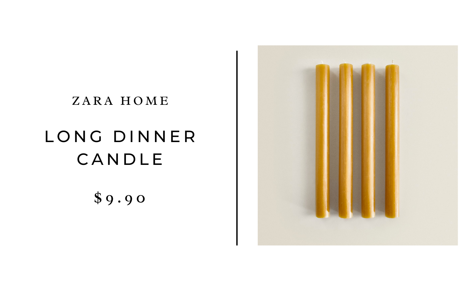 Zara Home Long Dinner Candle, Pack of 4