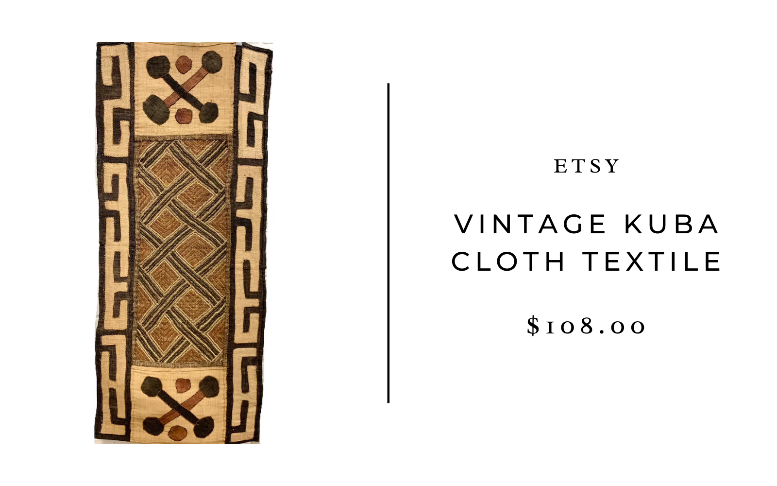 etsy vintage kuba cloth