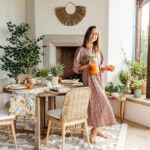 Camille Styles, Easter, spring, Target C1, table setting, brunch, salt and pepper shakers, floral arrangements, spring tablescape, place setting, carrot juice cocktail, carrot recipe