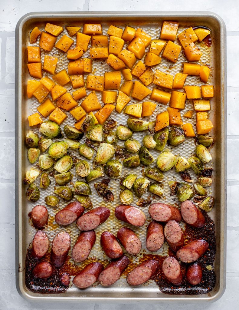 maple smoked sausage fall sheet pan