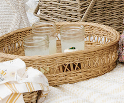 Threshold Round Multiweave Rattan Tray