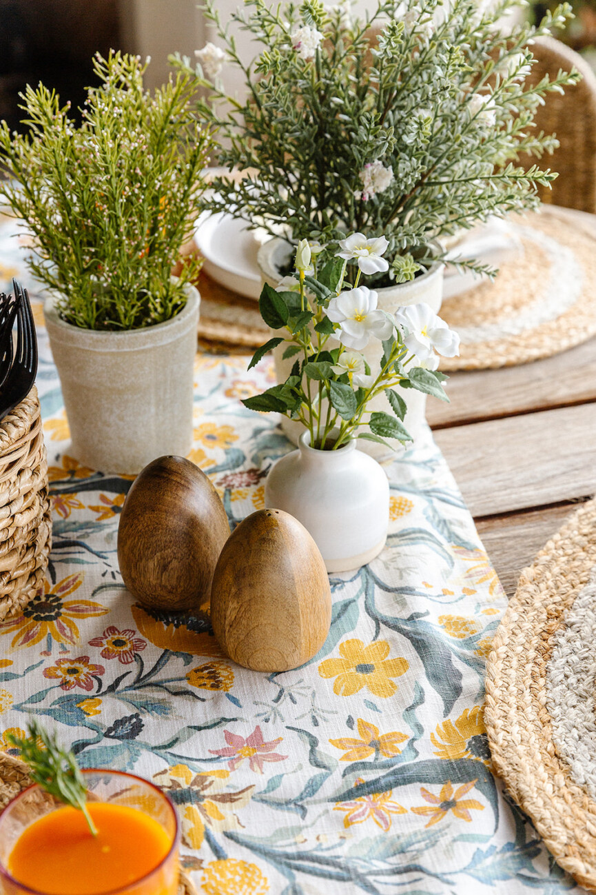 Camille Styles, Easter, spring, Target C1, table setting, brunch, salt and pepper shakers, floral arrangements, spring tablescape