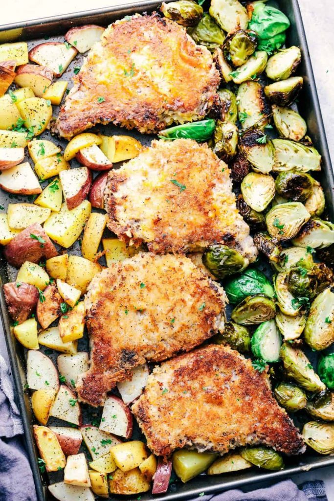 sheet pan crispy cheddar pork chops fall sheet pan dinner