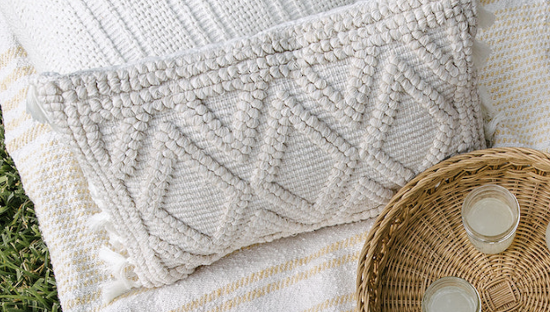Lumbar Woven Textured Diamond Pillow Cream - Opalhouse
