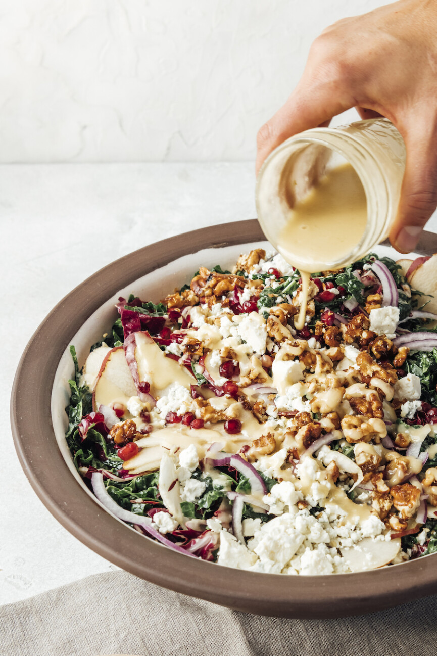 Holiday Chopped Kale Salad with Mustard Shallot Vinaigrette