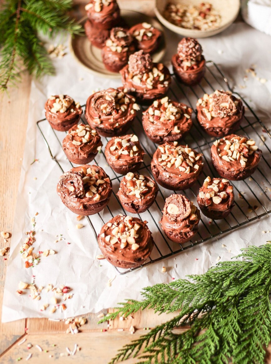 chocolate hazelnut cookies made in a muffin tray - holiday cookies