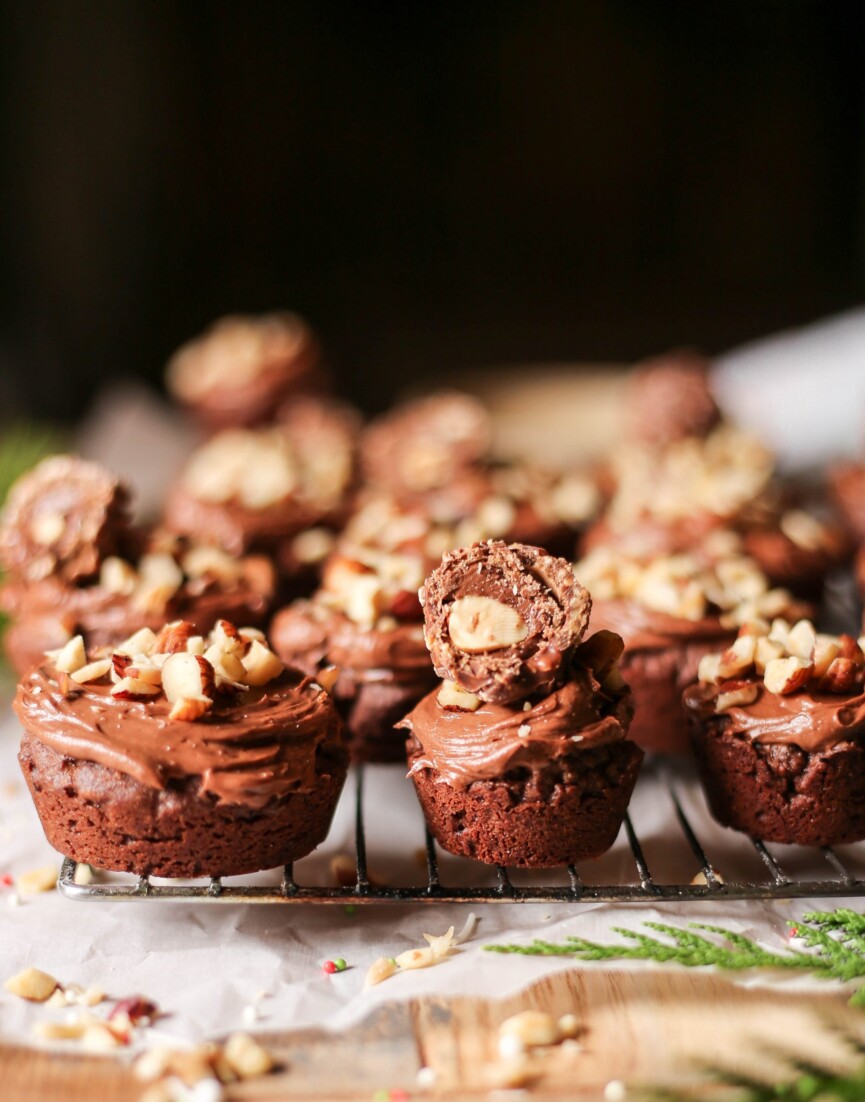 chocolate hazelnut cookies made in a muffin tray - holiday cookies