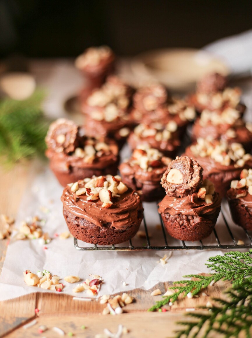 chocolate hazelnut cookies made in a muffin tray - holiday cookies