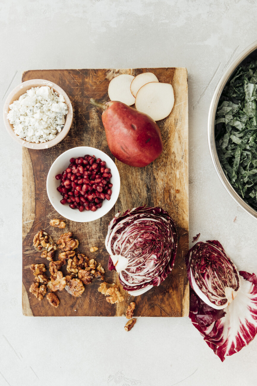 Holiday Chopped Kale Salad with Mustard Shallot Vinaigrette