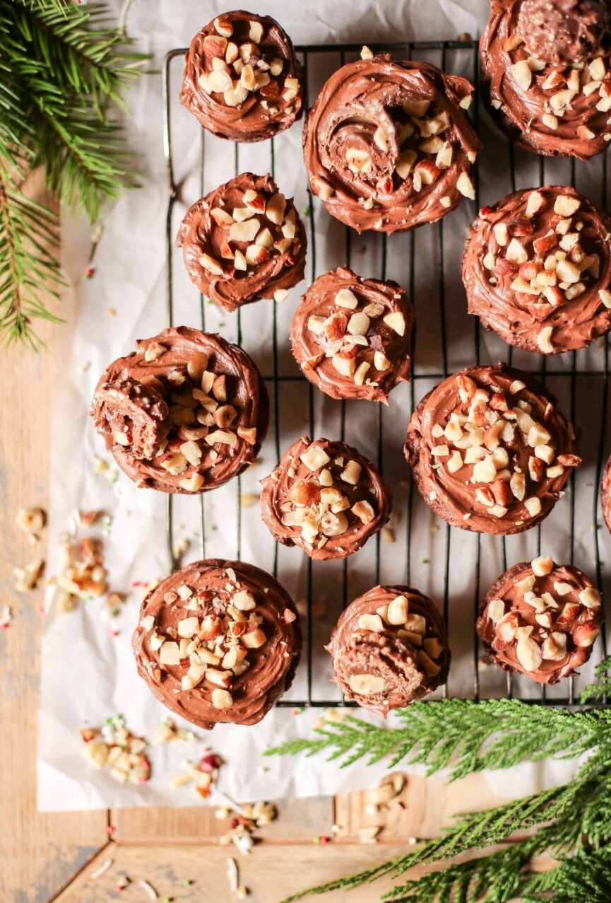 chocolate hazelnut cookies made in a muffin tray - holiday cookies