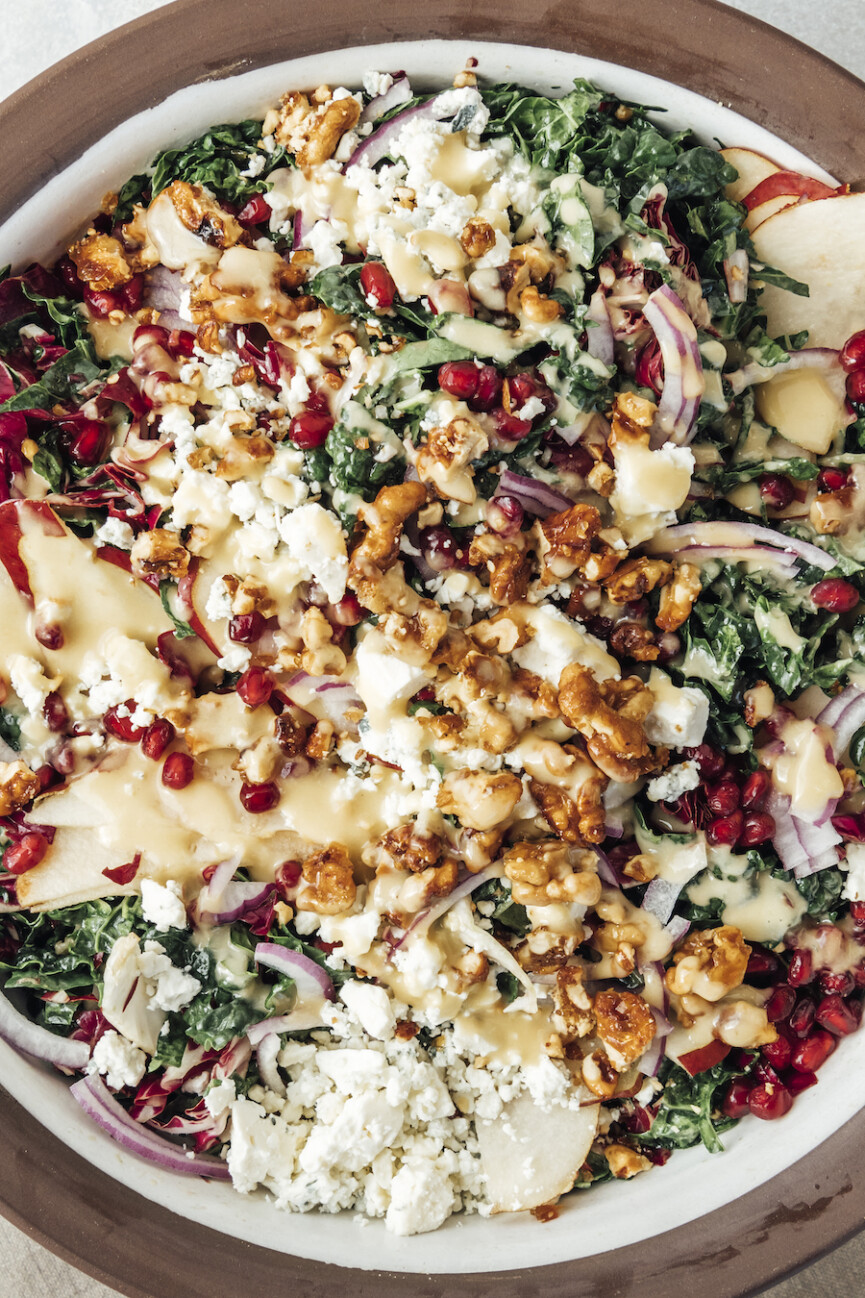 Holiday Chopped Kale Salad with Mustard Shallot Vinaigrette