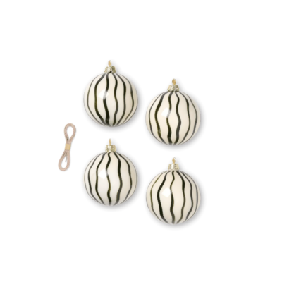 Christmas Glass Ornaments Lines - Set of 4